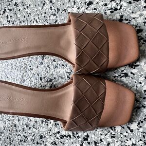 Brown Woven Slide Sandals